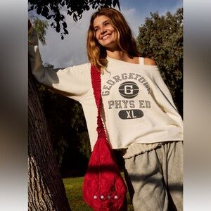 NWT Free People Retro Brand cropped sweatshirt. Georgetown PhysEd size small